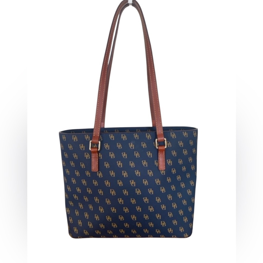 NWT Dooney & Bourke Navy and Brown Monogram Shoulder Bag